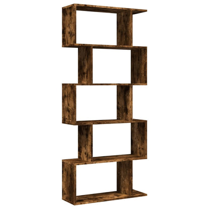 vidaXL Room Divider Bookcase 5-Tier Smoked Oak 70x24x161 cm Engineered Wood