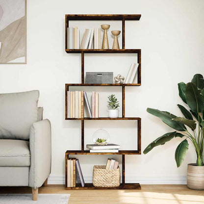 vidaXL Room Divider Bookcase 5-Tier Smoked Oak 70x24x161 cm Engineered Wood