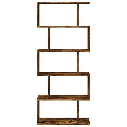 vidaXL Room Divider Bookcase 5-Tier Smoked Oak 70x24x161 cm Engineered Wood