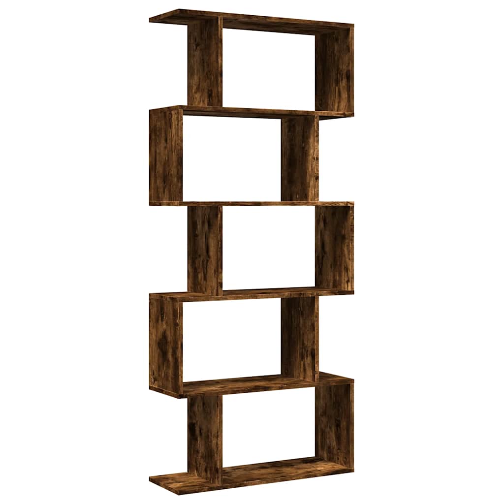 vidaXL Room Divider Bookcase 5-Tier Smoked Oak 70x24x161 cm Engineered Wood