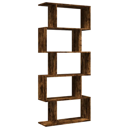 vidaXL Room Divider Bookcase 5-Tier Smoked Oak 70x24x161 cm Engineered Wood