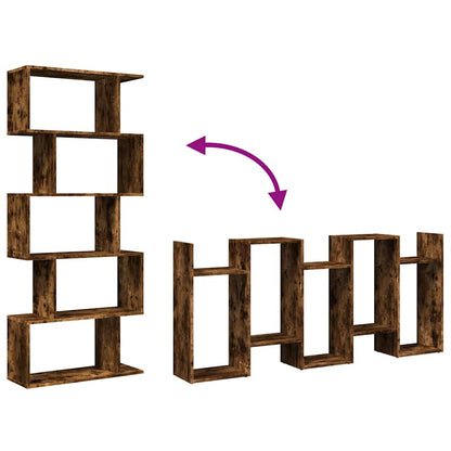 vidaXL Room Divider Bookcase 5-Tier Smoked Oak 70x24x161 cm Engineered Wood