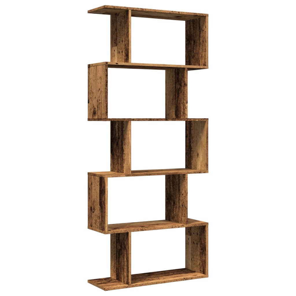 vidaXL Room Divider Bookcase 5-Tier Old Wood 70x24x161 cm Engineered Wood