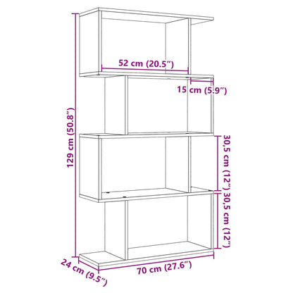 vidaXL Room Divider Bookcase 4-Tier Grey Sonoma 70x24x129 cm Engineered Wood