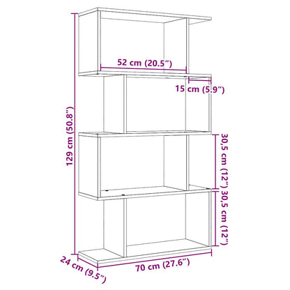 vidaXL Room Divider Bookcase 4-Tier Artisan Oak 70x24x129 cm Engineered Wood