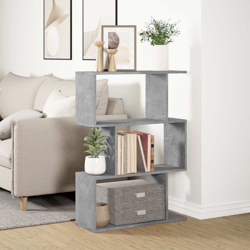 vidaXL Room Divider Bookcase 3-Tier Concrete Grey 70x24x97 cm