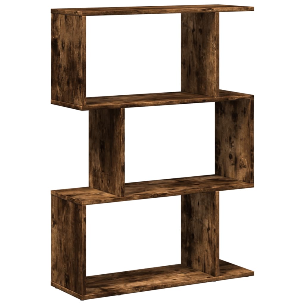 vidaXL Room Divider Bookcase 3-Tier Smoked Oak 70x24x97 cm Engineered Wood