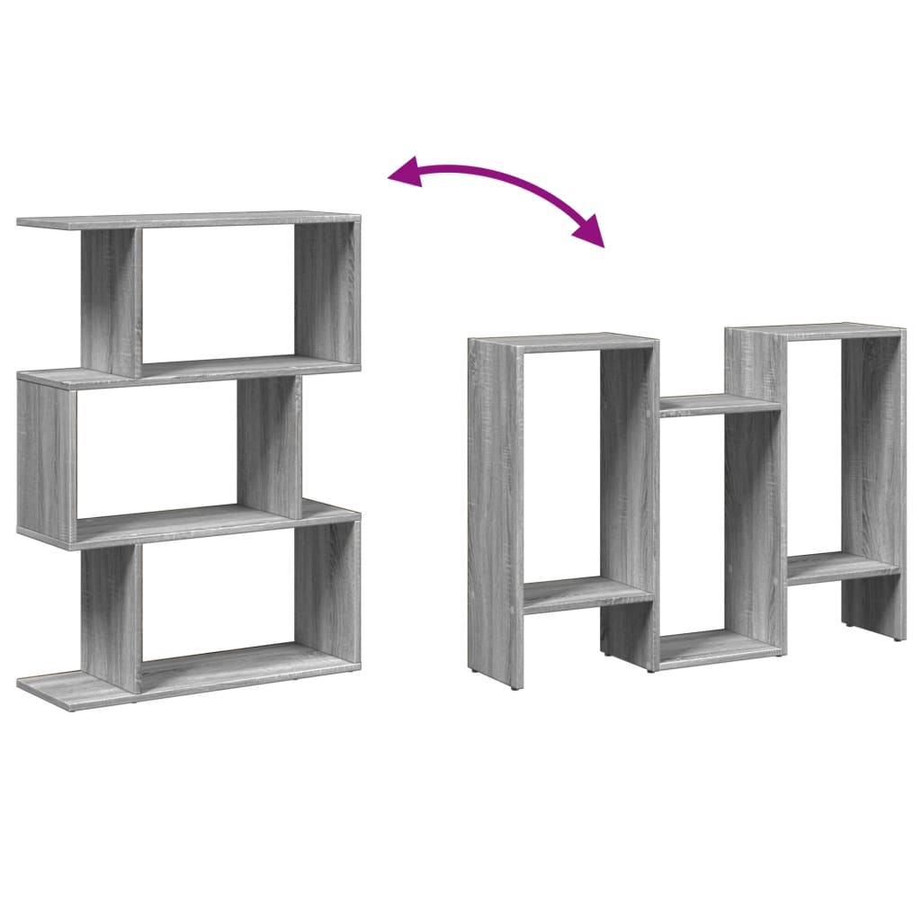 vidaXL Room Divider Bookcase 3-Tier Grey Sonoma 70x24x97 cm Engineered Wood