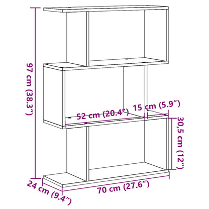 vidaXL Room Divider Bookcase 3-Tier Artisan Oak 70x24x97 cm Engineered Wood