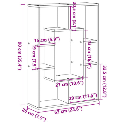 vidaXL Bookcase Old Wood 63x20x90 cm Engineered Wood