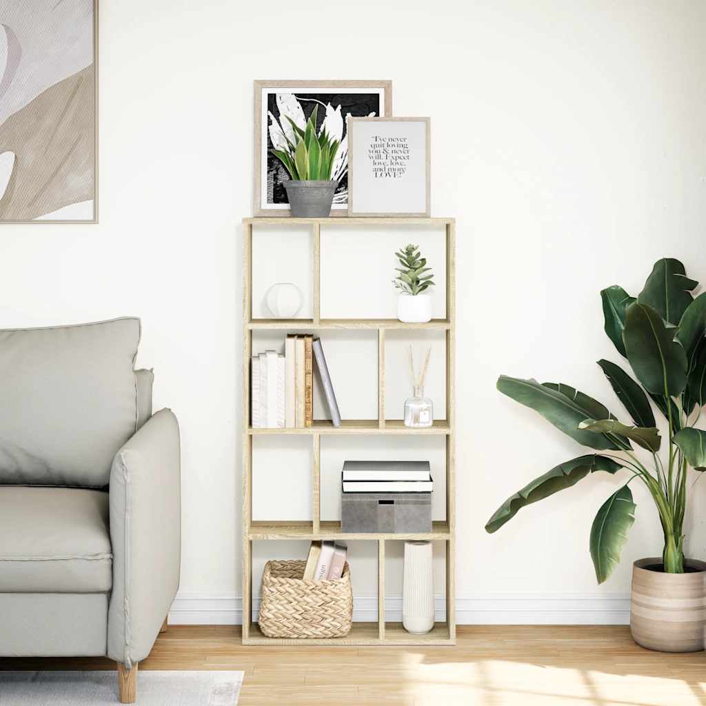vidaXL Bookcase Sonoma Oak 60x20x120,5 cm Engineered Wood