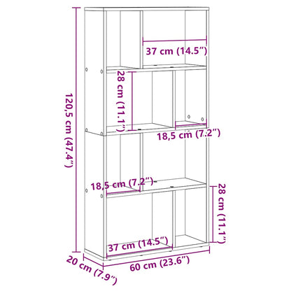 vidaXL Bookcase Grey Sonoma 60x20x120,5 cm Engineered Wood