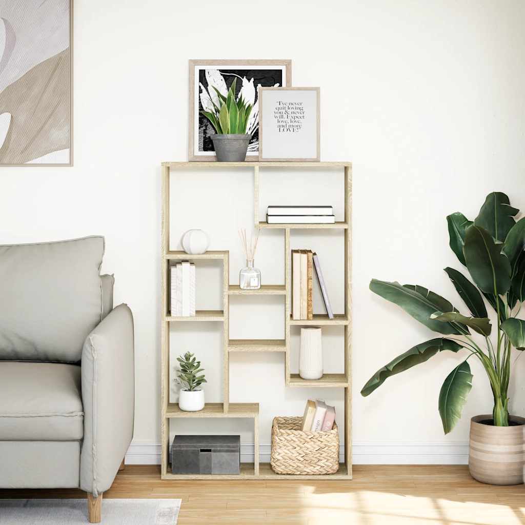 vidaXL Bookcase Sonoma Oak 72x20x120,5 cm Engineered Wood