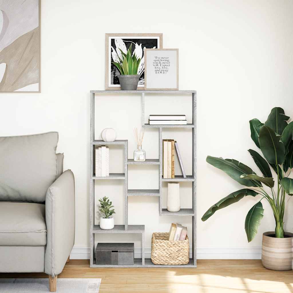 vidaXL Bookcase Grey Sonoma 72x20x120,5 cm Engineered Wood