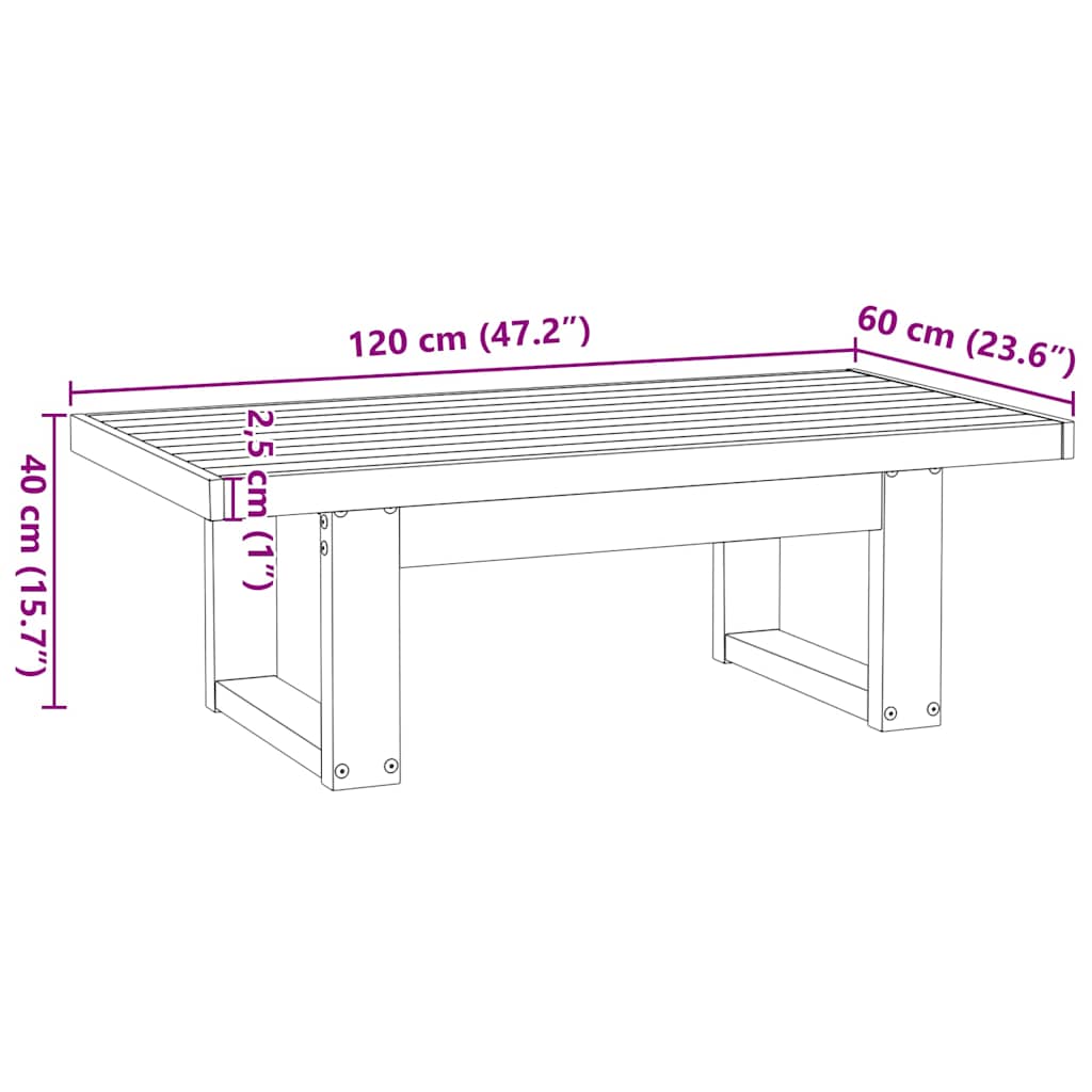 vidaXL Coffee Table NOAIN U-Shaped Legs 120x60x40 cm Solid Wood Pine