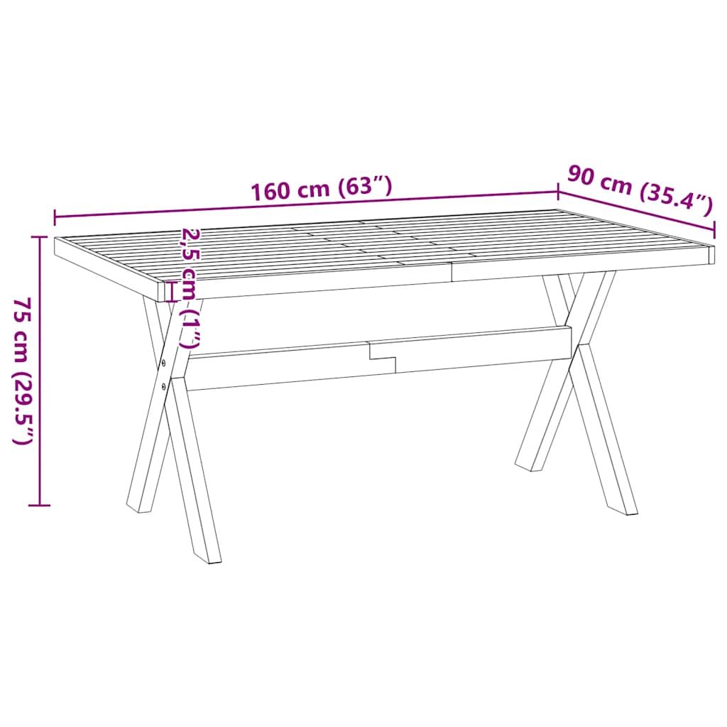 vidaXL Dining Table NOAIN X-Shaped Legs 160x90x75 cm Solid Wood Pine