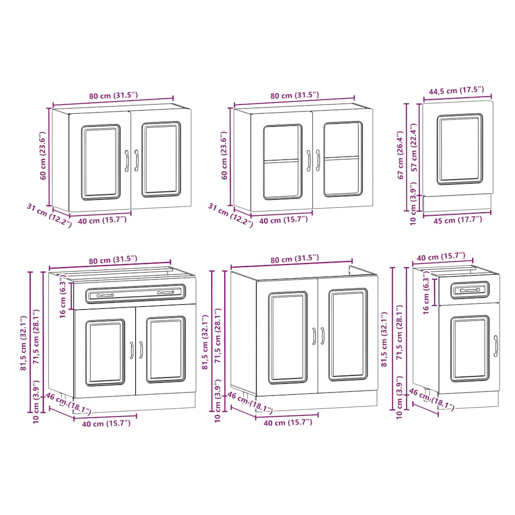 vidaXL 7 Piece Kitchen Cabinet Set Kalmar White Engineered Wood