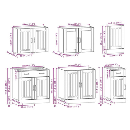 vidaXL 7 Piece Kitchen Cabinet Set Kalmar Black Engineered Wood