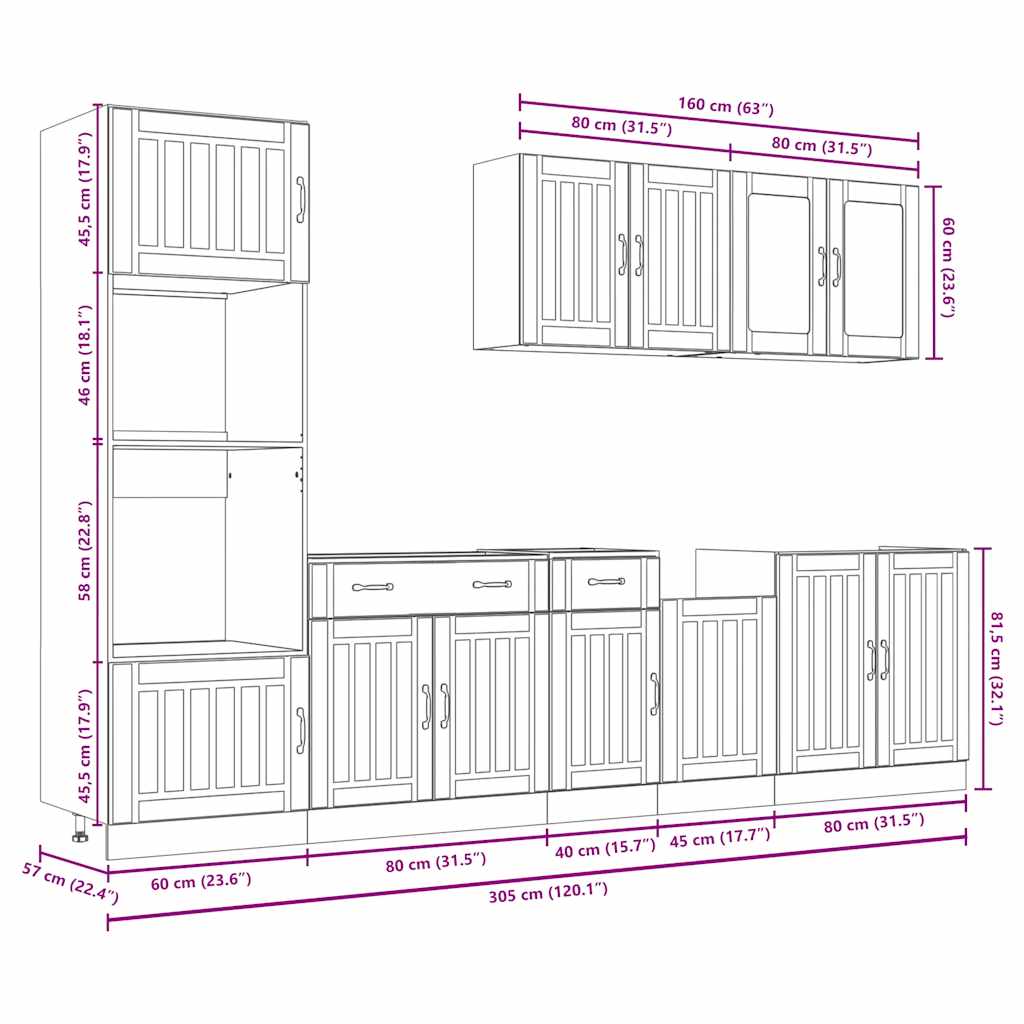 vidaXL 7 Piece Kitchen Cabinet Set Lucca Sonoma Oak Engineered Wood