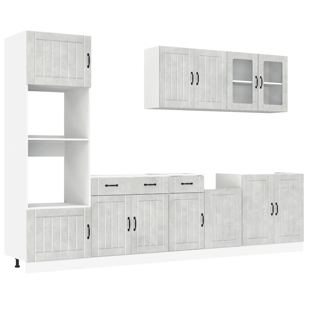 vidaXL 7 Piece Kitchen Cabinet Set Lucca Concrete Grey Engineered Wood