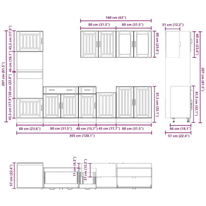 vidaXL 7 Piece Kitchen Cabinet Set Lucca Smoked Oak Engineered Wood