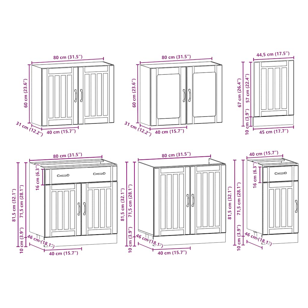 vidaXL 7 Piece Kitchen Cabinet Set Lucca Smoked Oak Engineered Wood