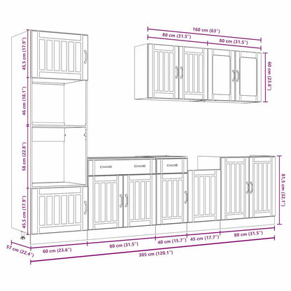 vidaXL 7 Piece Kitchen Cabinet Set Lucca Smoked Oak Engineered Wood