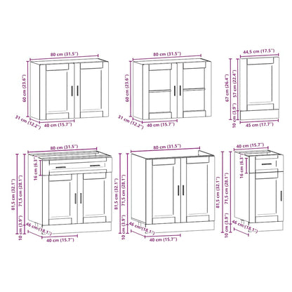 vidaXL 7 Piece Kitchen Cabinet Set Porto White Engineered Wood
