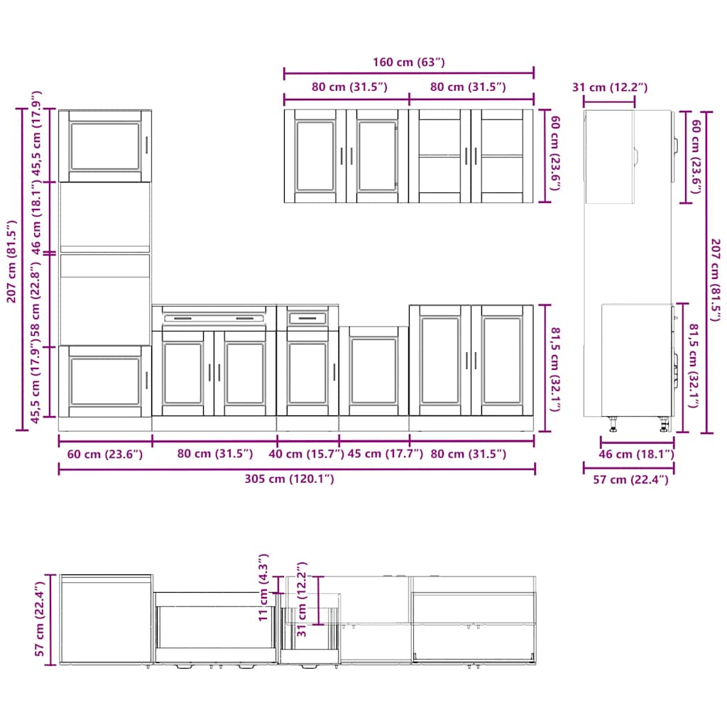 vidaXL 7 Piece Kitchen Cabinet Set Porto Sonoma Oak Engineered Wood