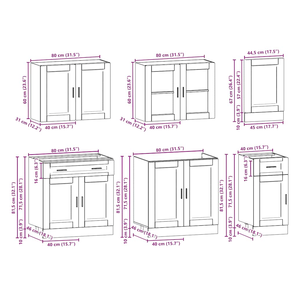 vidaXL 7 Piece Kitchen Cabinet Set Porto Sonoma Oak Engineered Wood