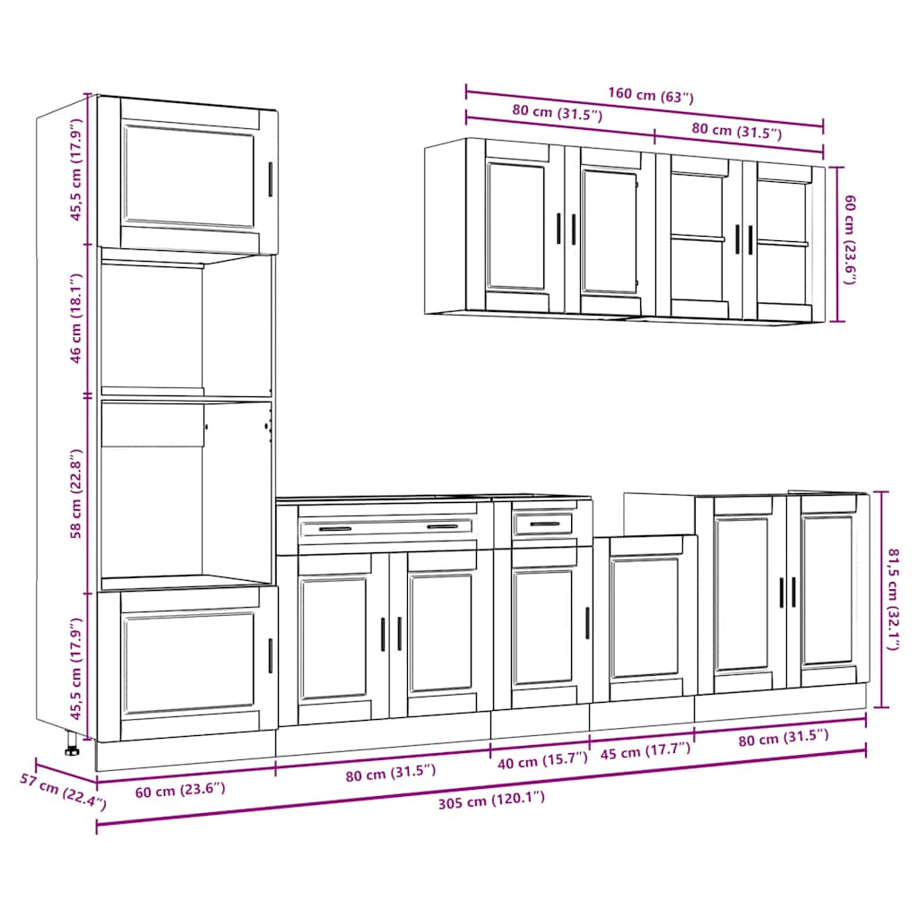 vidaXL 7 Piece Kitchen Cabinet Set Porto Sonoma Oak Engineered Wood