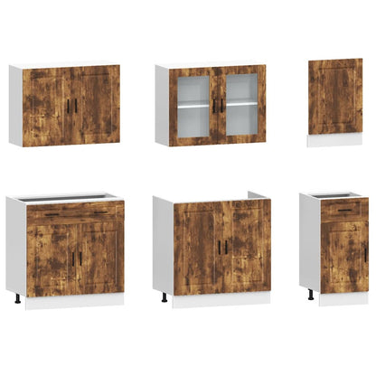 vidaXL 7 Piece Kitchen Cabinet Set Kalmar Smoked Oak Engineered Wood