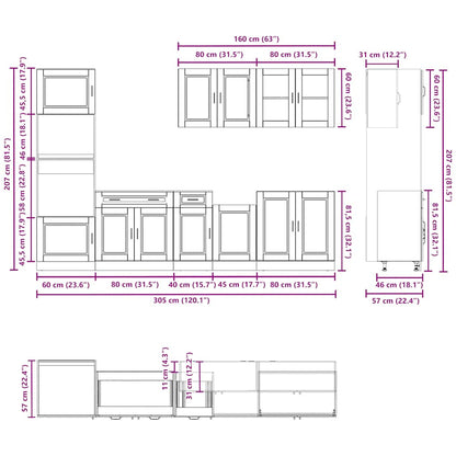 vidaXL 7 Piece Kitchen Cabinet Set Porto Old Wood Engineered Wood