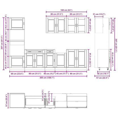 vidaXL 7 Piece Kitchen Cabinet Set Kalmar Artisan Oak Engineered Wood