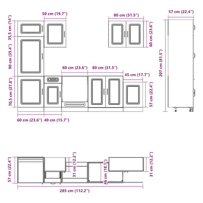 vidaXL 7 Piece Kitchen Cabinet Set Kalmar White Engineered Wood