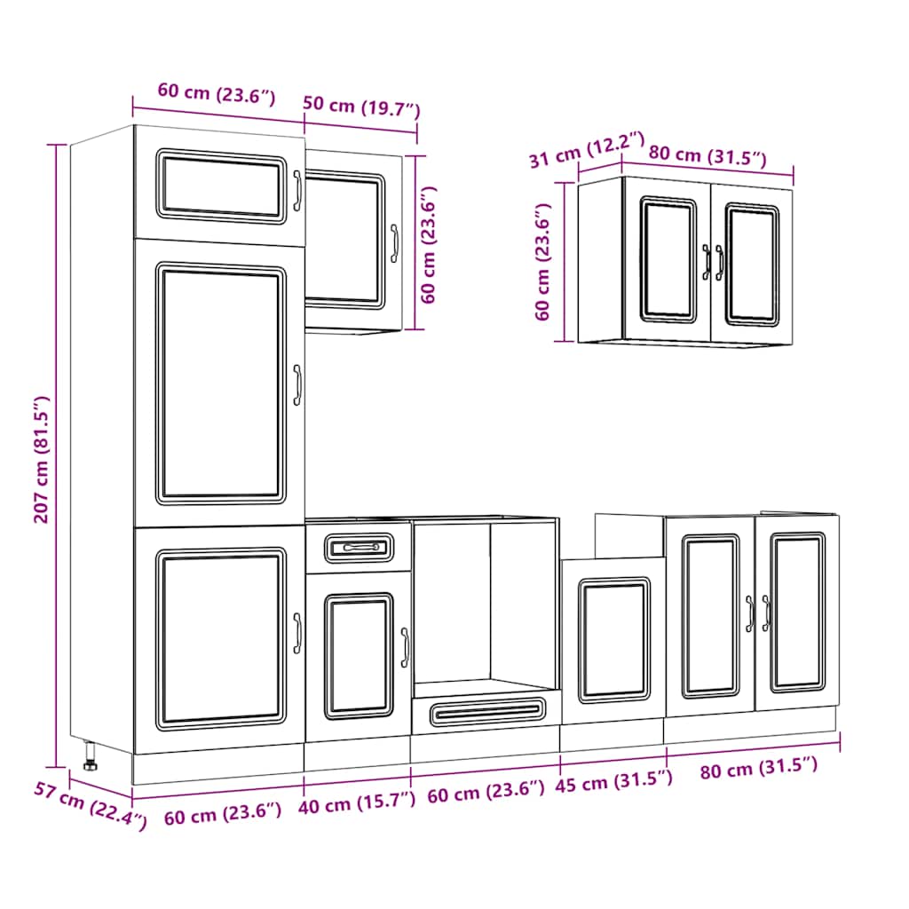 vidaXL 7 Piece Kitchen Cabinet Set Kalmar White Engineered Wood