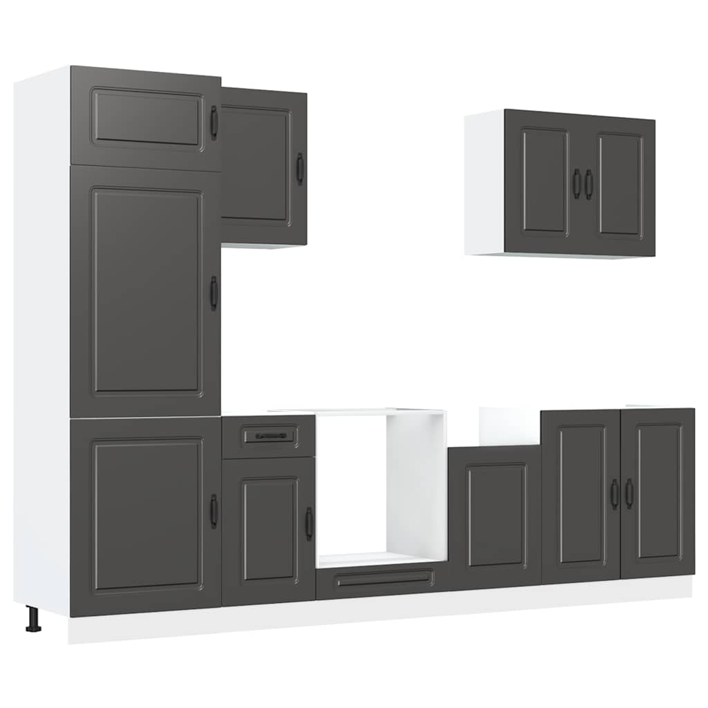 vidaXL 7 Piece Kitchen Cabinet Set Kalmar Black Engineered Wood