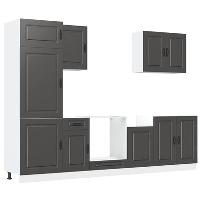 vidaXL 7 Piece Kitchen Cabinet Set Kalmar Black Engineered Wood