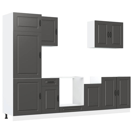 vidaXL 7 Piece Kitchen Cabinet Set Kalmar Black Engineered Wood