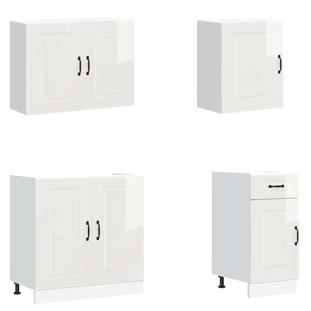 vidaXL 7 Piece Kitchen Cabinet Set Kalmar High Gloss White Engineered Wood
