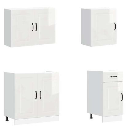 vidaXL 7 Piece Kitchen Cabinet Set Kalmar High Gloss White Engineered Wood