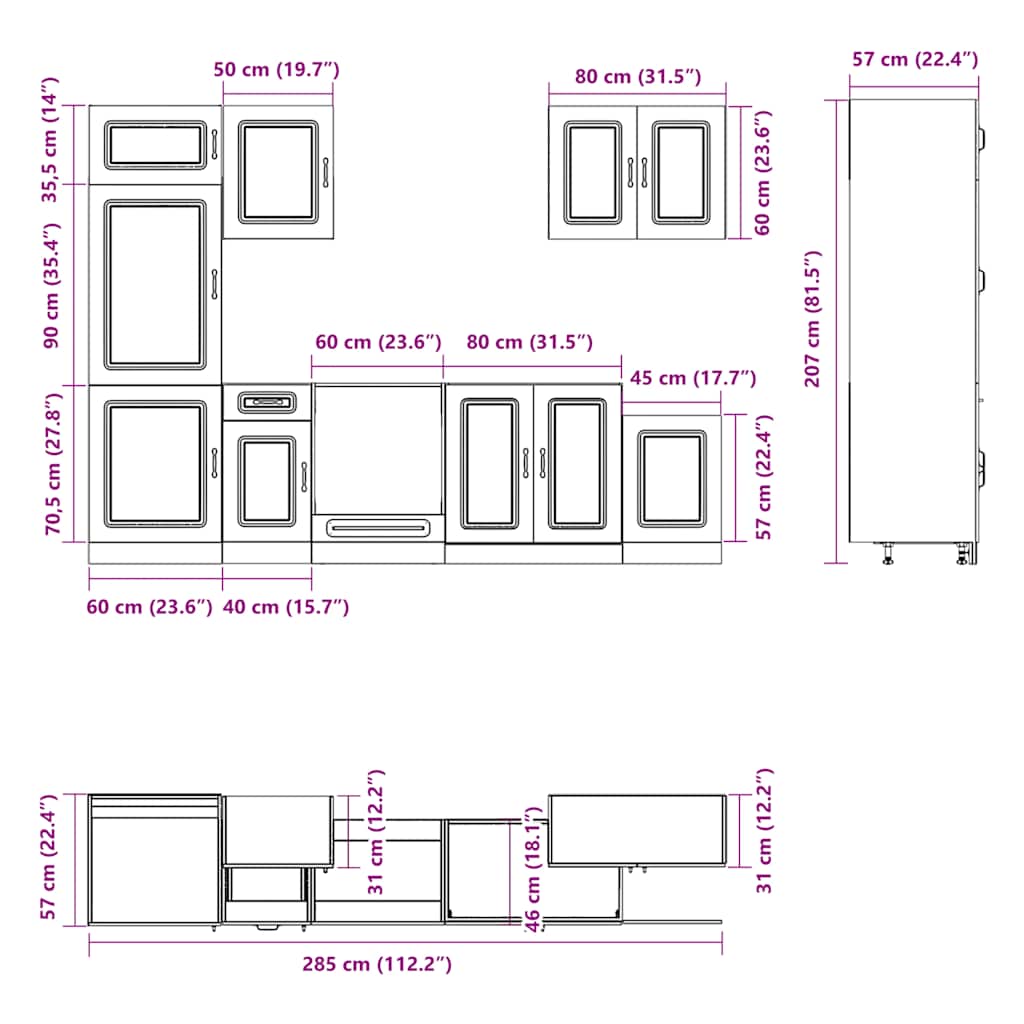 vidaXL 7 Piece Kitchen Cabinet Set Kalmar High Gloss White Engineered Wood
