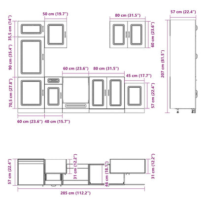 vidaXL 7 Piece Kitchen Cabinet Set Kalmar High Gloss White Engineered Wood