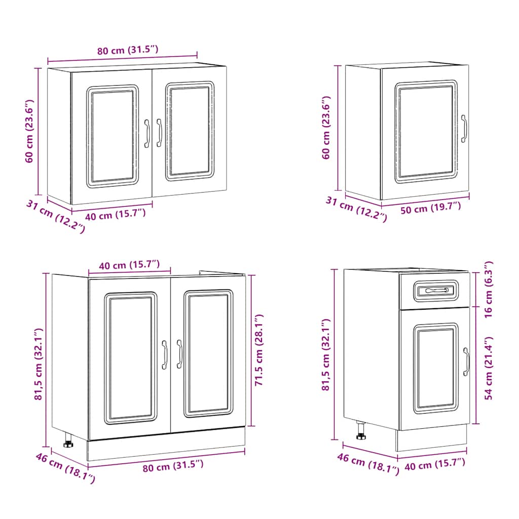 vidaXL 7 Piece Kitchen Cabinet Set Kalmar High Gloss White Engineered Wood