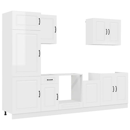 vidaXL 7 Piece Kitchen Cabinet Set "Kalmar" High Gloss White