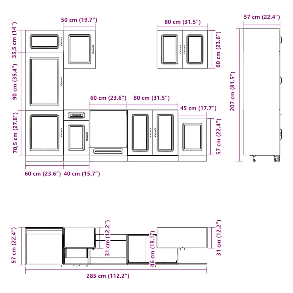 vidaXL 7 Piece Kitchen Cabinet Set Kalmar Sonoma Oak Engineered Wood