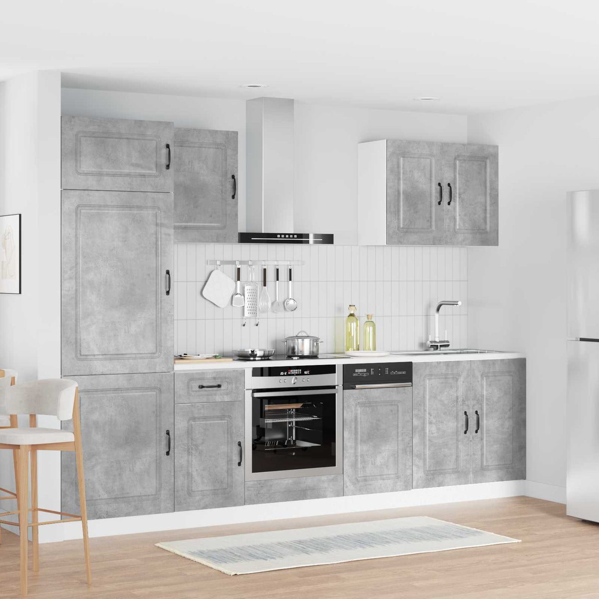 vidaXL 7 Piece Kitchen Cabinet Set "Kalmar" Concrete Grey