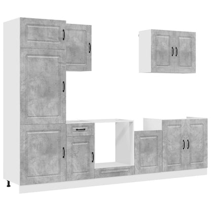 vidaXL 7 Piece Kitchen Cabinet Set "Kalmar" Concrete Grey