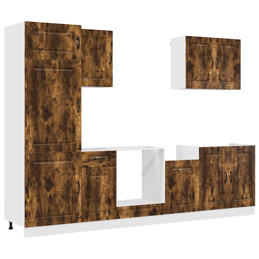 vidaXL 7 Piece Kitchen Cabinet Set "Kalmar" Smoked Oak Engineered Wood
