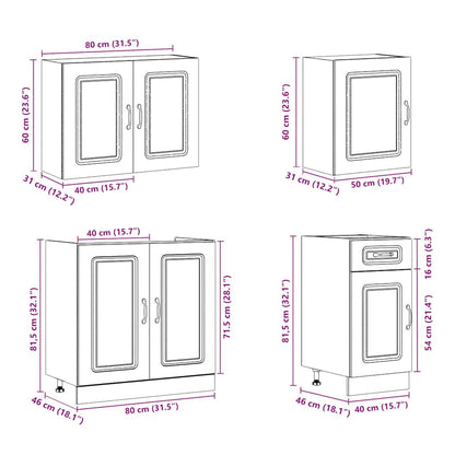 vidaXL 7 Piece Kitchen Cabinet Set Kalmar Grey Sonoma Engineered Wood